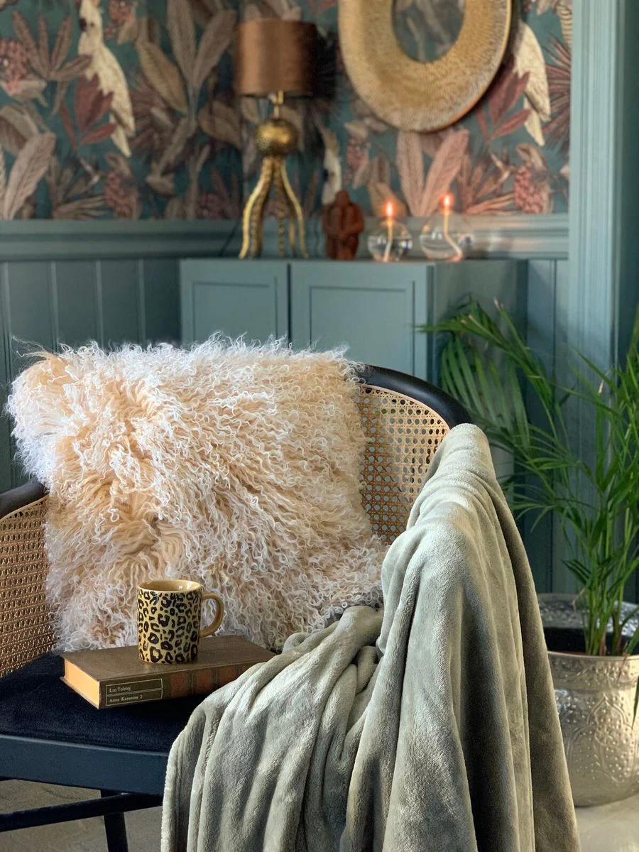 Sheepskin Cushion | Mongolian | 45x45cm - Image 3